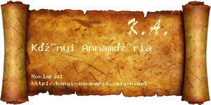 Kányi Annamária névjegykártya